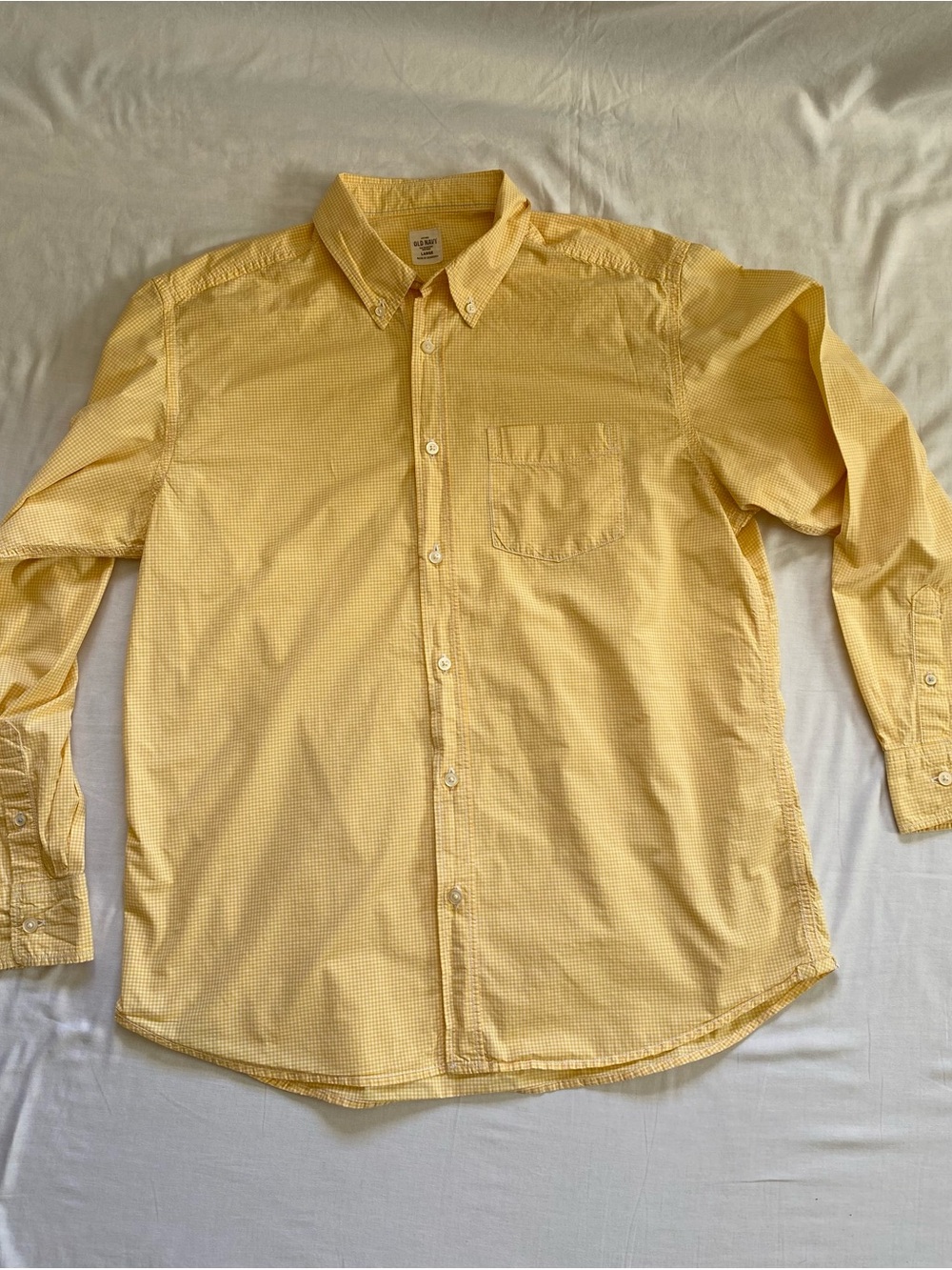 Old Navy Men’s Yellow Long-Sleeve Button-Down Shirt - Size L